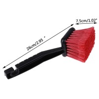 1pc Car Wheel Brush Tire Cleaner with Red Bristle + Black Handle Washing Tools for Auto Detailing Motorcycle Cleaning