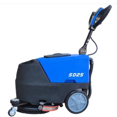 compact battery operating commercial and industrial blue color 17" brush floor scrubber cleaning machine for shop supermarket